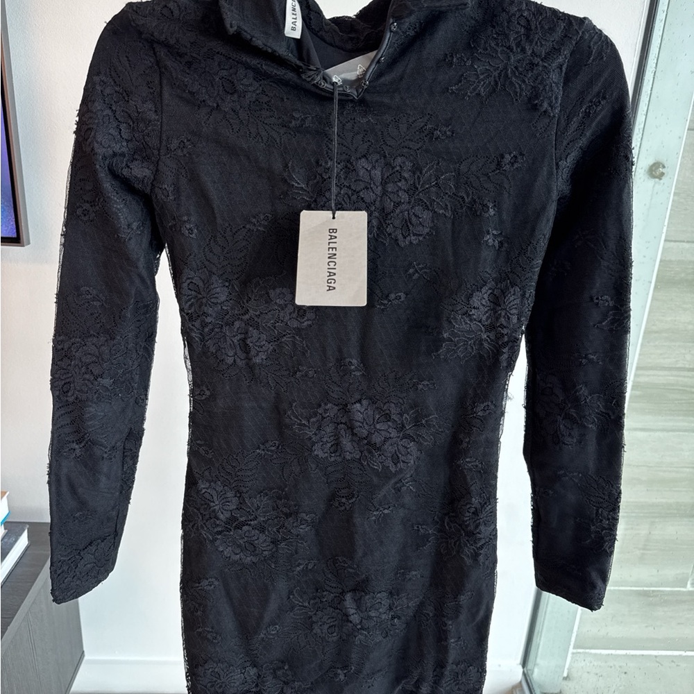 Balenciaga Black Stretch Lace Dress